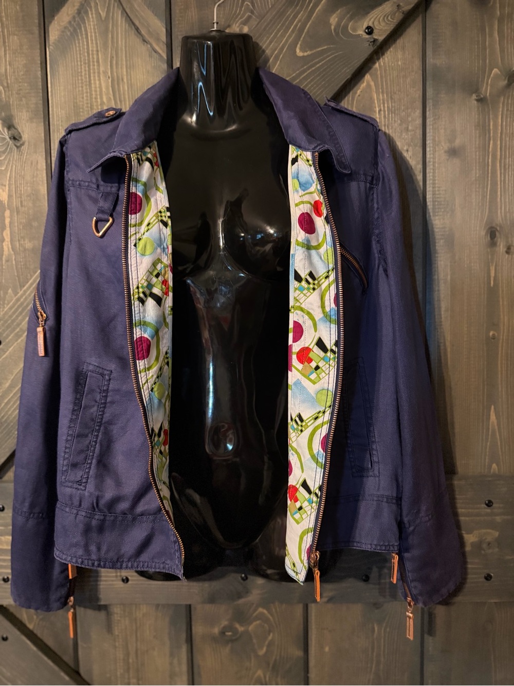 Workers for Freedom Vintage Navy Utility Jacket with Zip Pockets